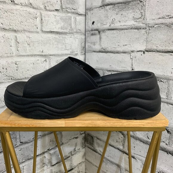 Crocs Skyline Platform Slide Sandals Women's 9 Black Chunky Heel Slip On Shoes - Picture 5 of 13
